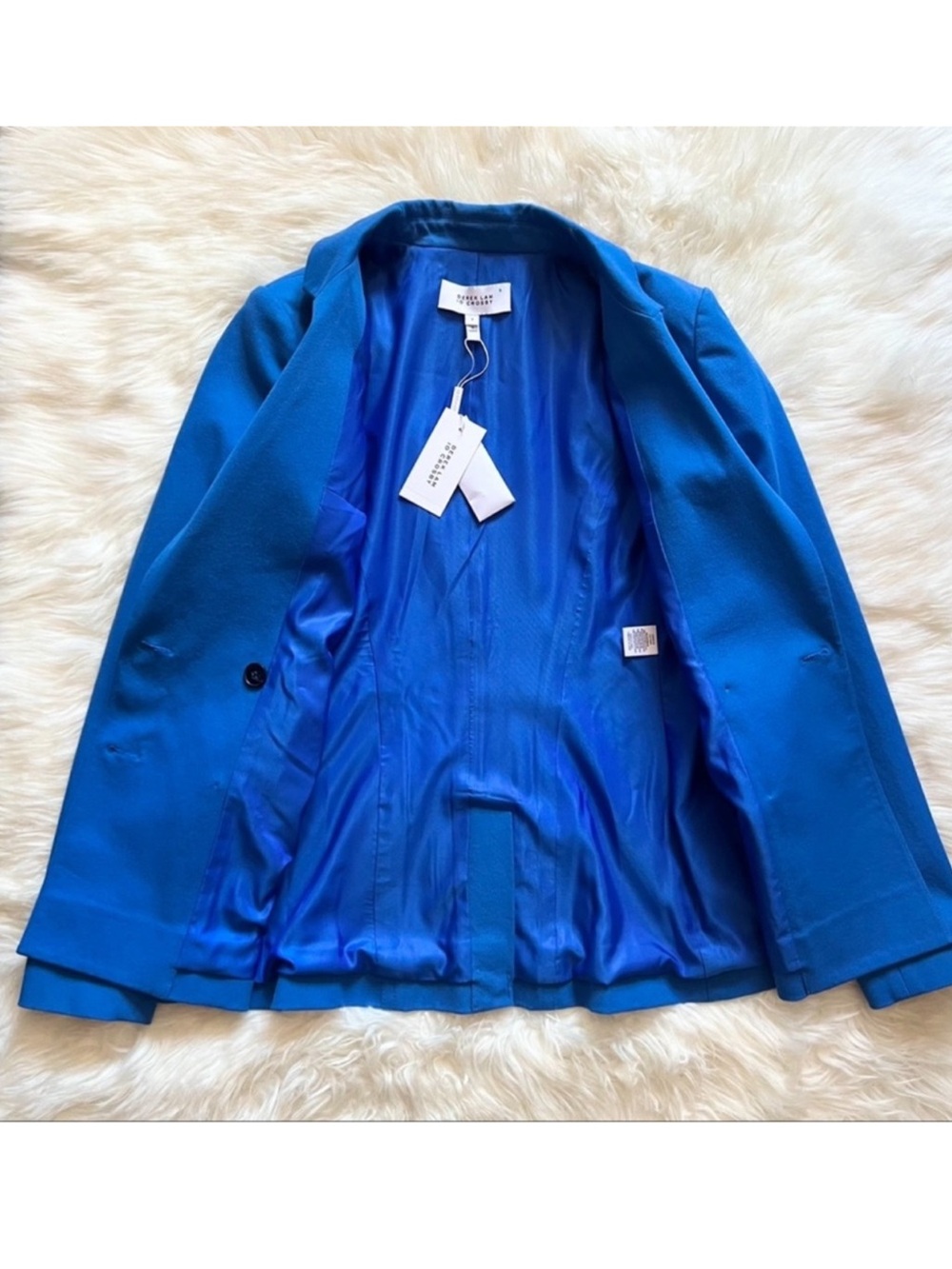 New! Derek Lam 10 Crosby Rodeo Azure Blue Double Breasted Blazer Size 4 - Picture 4 of 8